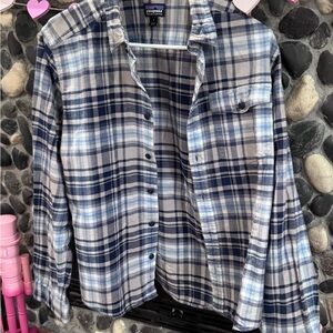 Patagonia Navy and Gray Plaid Shirt